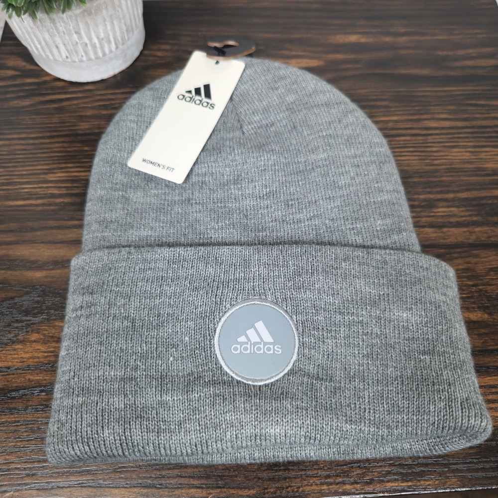 Adidas Wide Cuff 2 Fold Beanie Heather Grey Two Gray Three OSFA
